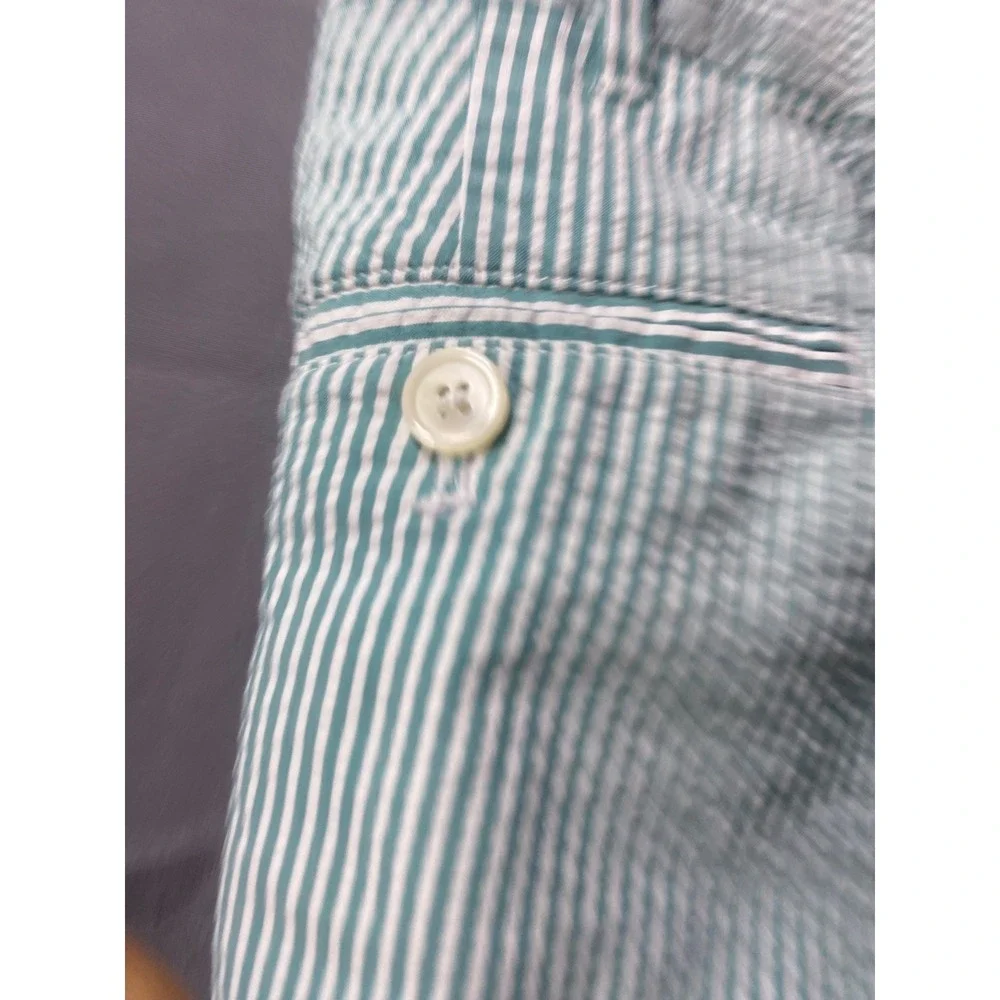 Polo Golf Ralph Lauren Seersucker Shorts Men's 38 Green White Striped Flat Front